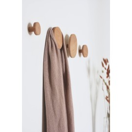 anaan Bubble Wall Hooks, Round, Wooden Coat Hooks, Wall Mounted Coat Rack, Wall Decoration, Modern Design (Set of 4 Beech)