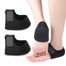 Cojín de Talón de Protectores para Copas de Gel - Soporte de Cojín de Talón para Fascitis Plantar, Dolor de Talón, Almohadillas de Talón para Hombres y Mujeres (Negro, L)