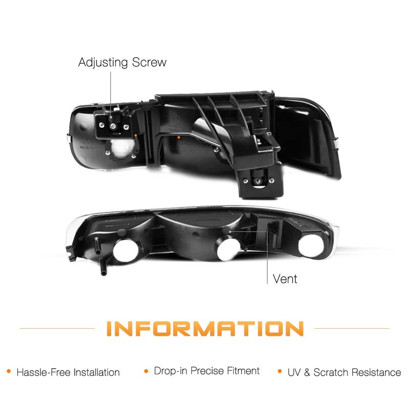 JSBOYAT 4pcs Headlight Assembly Fit for 1999 2000 2001 2002
