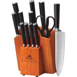 Ginsu Chikara 12 Piece Japanese Stainless Steel Bamboo Cutlery Knife Block Set