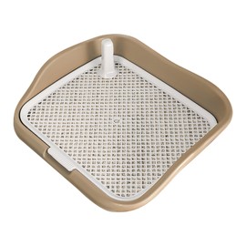 Dog Potty Tray with Raised Fences Removable Mesh Grid Pad and Post Prevent Splashing Large Space Dog Training Toilet Coffee