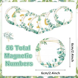 56PCS Numbers Magnetic Accents Round Eucalyptus Number Magnets 0-36 with 19 Blank Writable Magnetic Cutouts for Refrigerator Bulletin Board Whiteboard Math Educational Home Office Classroom Decoration