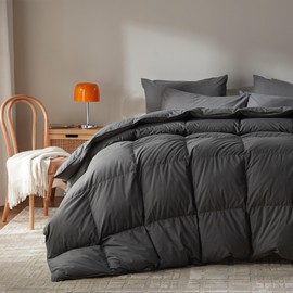 WENERSI Goose Feather Down Comforter Cal King Size,100% Organic Cotton Duvet Insert,All-Season Luxury Duvet Insert with Baffle Box Design
