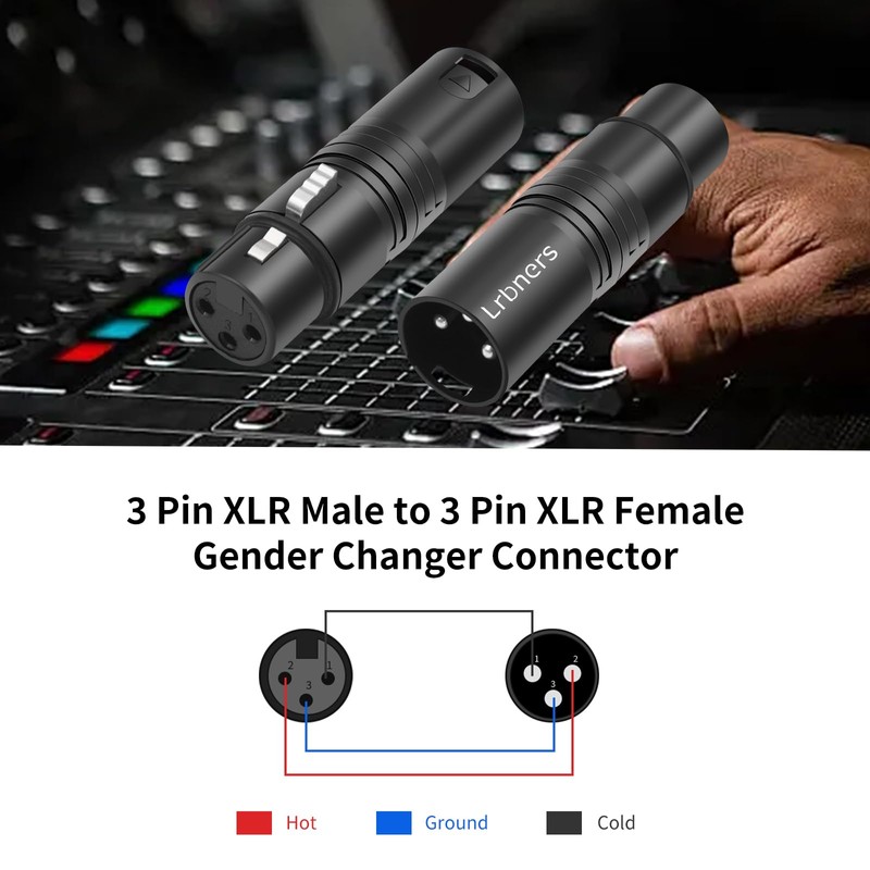 Lrbners XLR Male to Female Audio Adapter, Black Shell Secure