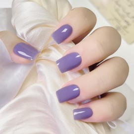 Ceboic 20Pcs Gel Nagellack Aufkleber | Nagelfolien Selbstklebend | Reine Farbe Halbgehärtete UV Gel Strips | Langanhaltend Gel Nagellackstreifen | Französisch Lila Gellack Wraps für Frauen Mädchen