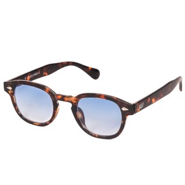 KISS DEPP ICONIC Sunglasses Men Women - Moscot Style Vintage Worn by Johnny Depp - Frame with Metal Studs - UV400 TAC Lenses - Versatile Elegance for Casual & Refined Looks, Havana / Soft Blue