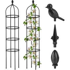Garden Obelisk Trellis for Climbing Plants Outdoor 6 Ft Rose Bush round Trell...
