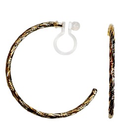 Hoop Invisible Clip On Earrings for Women Not Pierced Gold Twisted 31mm Hoop Comfortable Clip On Earrings Miyabi Grace