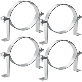 Fengone 6 Inch B Vent Wall Strap Round Gas Vent Pipe Strap Adjustable Wall Strap Round Gas Vent Pipe Strap for Metal Pipes, Plastic Ventilation Pipes, Chimney Pipes, Drainage Pipes (4 Pcs)