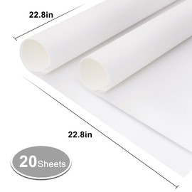 BEISHIDA 20 PCS White Floral Wrapping Paper-Matte Waterproof Flower Wrapping Paper Bouquet for Florist Supplies, DIY Crafts, Gift Packaging, Valentine Mother's Day Wedding, Birthday Gift