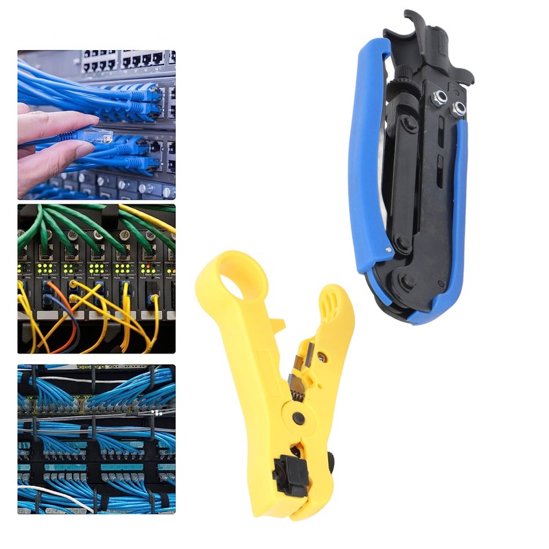Coax Crimper Tool Kit Adjustable Coaxial Cable Crimper Stripper with