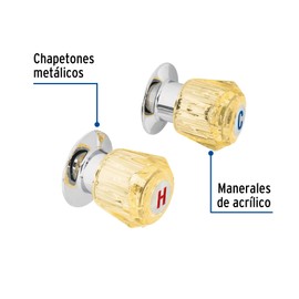 Foset Basic MR-200A, Juego de 2 manerales de acrílico regadera ámbar