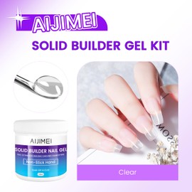 AIJIMEI Solid Nail Builder Gel, 100ml /3.34oz Nail Gel Solid Builder Gel for Nail Extension and Thickening Large Capacity Clear Builder Gel for Nails Use at Home(Clear)