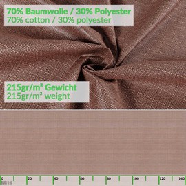 Fabric Tablecloth, Textile Table Linen, Cotton Polyester, Washable, Plain Ornamental Damask Jacquard Fabric, Brown, Oval, 180 x 140 cm, Cut Edge