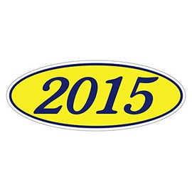 Generic EZ Lettering LINE 2015 Oval Model Year Window Stickers Blue Numbers ON Yellow 12 Per Pack CAR Dealer AUTO DEALERSHIP Windshield 4 Digit Year, 14 long x 5 12 tall, Yellow,blue