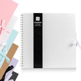 evelay Scrapbook Spiral Bound Photo Album for Wedding Couples, Travel Memory Book with 40 Pages - 12 x 12 Inches (White)