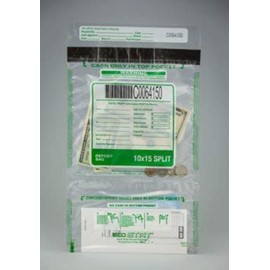 200 Cashier Depot Tamper Evident Deposit Bags, 10" x 15" Clear, Twin Pockets, Serialized Numbering, Barcode, Press & Seal Void Closure Tape (200 Bags)