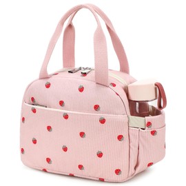 Lunch Box Lunch Bag Insulated Lunchbox Cute Reusable Lunch Tote bags for School Work Picnic for Kids Girls Women (Beige Heart)