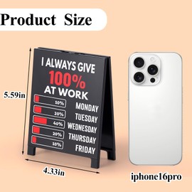 Funny Desk Accessories for Work Office Decor for Coworkers Women Men Always Give 100% at Work Decorative Desk Sign Gifts for Colleague Friends Employee Staff Office Cubicle Decor Black Sign