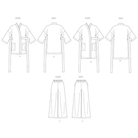 Butterick B7047A Misses' Loose-Fitting Robe and Wide Leg Cropped Pants Sewing Pattern Packet, Design Code B7047, Sizes S-M-L-XL-XXL