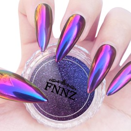 FNNZ Chameleon Chrome Nail Powder, Color-Shift Nail Powder Pigment Glitter Dust Magic Chameleon Mirror Effect Metallic Multi-Chrome Effect for Gel Polish Nail Art Decoration - Cyberpunk