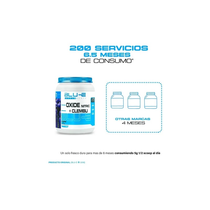 Óxido Nítrico + Clembuterol Blu-e 1 Kg Pre-entreno Full