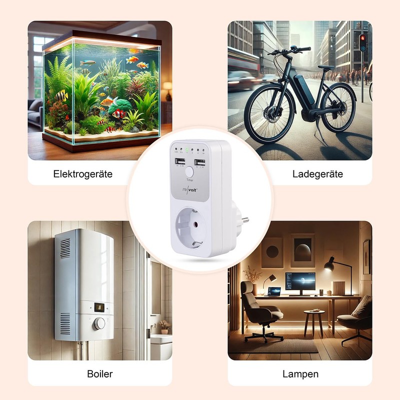 revolt Timer Socket: Set of 4 Digital Dual USB &