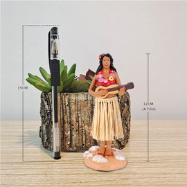 BCSmyer Hawaiian Hula Girl Dashboard Doll With Ukulele - Bobblehead Car Collection Figurine - Mini Size 4.72" High - Home Decoration Gift