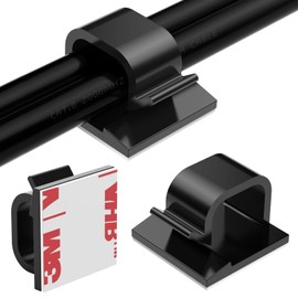 Large Cable Clips 40pcs with Strong Adhesive Tapes,Wire Holder Organizer Cord Management for Car, Office and Home (Black- L05(40PCS))