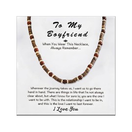Necklace for Boyfriend Mens Puka Shell beach Necklace With Hawaiian Beaded Seashell Wood Summer Jewelry Promise Chain Meaningful Anniversary Birthday Gifts