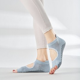 4-Color Open-Toe Non-Slip Mesh Toe Socks for Pilates and Yoga Home Workouts Non-Slip Black 2ea