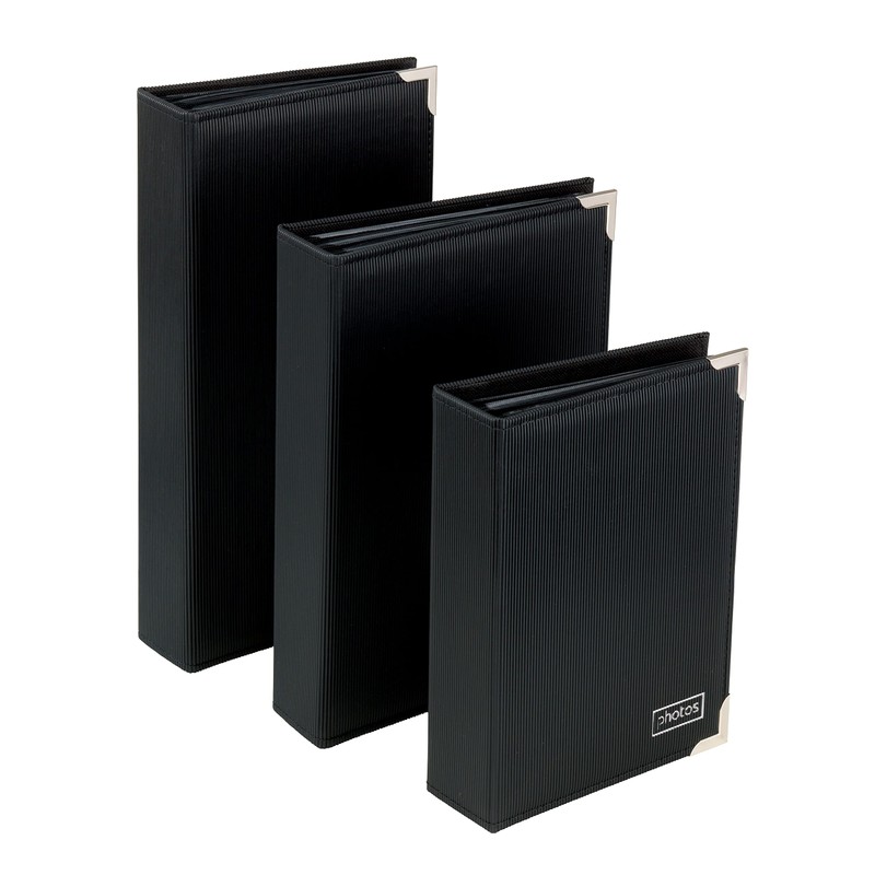 Kenro Black Textured Photo Album with Silver Corners for 200