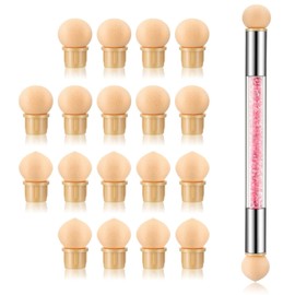 HYWWPFLAY 19Pcs in 1 Set Nail Sponges for Ombre Double-Head Nail Pen Ombre Nail Brush Ombre Brush for Gel Nails Air Design Brush Manicure Brush Tool with 18Pcs Replacement Sponge Head (Pink)