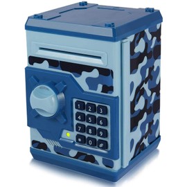 TOPBRY Piggy Bank for Kids,Electronic Password Piggy Bank Kids Safe Bank Mini ATM Piggy Bank Toy for 3-14 Year Old Boys and Girls (Camouflage Blue)