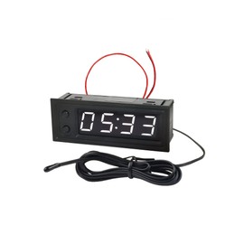 FBBULES 0.39 Inch 3-in-1 Car Clock, DC 5-50 V Thermometer Digital Voltmeter Electronic Clock Measurement Instrument LED Display for SUV, Motorcycle, Boat