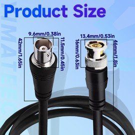 YIMATEECO BNC Extension Cable BNC Male to Female Connector Coaxial Cable CCTV Security Camera Cables RG59 75Ohm 23AWG Pure Copper Conductors Radio Professional Coax Wire Cord (2-Pack, 1M/3.3FT)