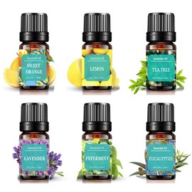 Essential Oils Set, Premium Pure and Natural Essential Oils, lemon grass, Lavender, sweet orange, peppermint, rosemary, tea tree Fragrance Oils for Aromatherapy Diffuser