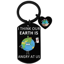 UVIBEW Earth Day Gifts for Men Funny Keychain Earth Day Decorations Party Favors for Teen Boys Girls Geography Teacher Gifts