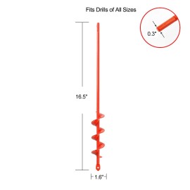 MAXCCINO Auger Drill Bit for Planting 1.6"(D) x16.5"(L) Garden Ground Earth Spiral Dri...