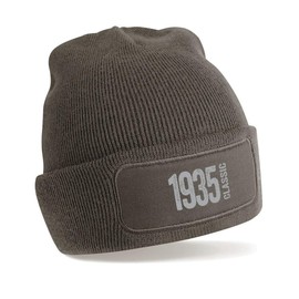 D Design Invent Print! 90th Birthday Gift Hat Gift for Men Women Vintage Beanie Keepsake Age 90 Present Gift Idea One Size Fits All (Acrylic, Grey)