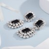 fxmimior Women Bride Wedding Boho Statement Large Black Rhinestones Elegant
