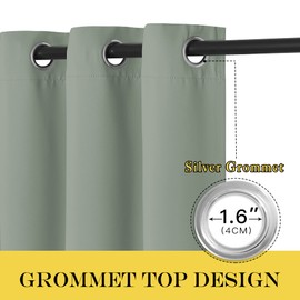 NICETOWN Sage Green Blackout Kitchen Curtain 45 inch Length - Grommet Thermal Insulated Solid Window Treatment Light Blocking Sound Reducing for Kids Room/Bedroom (W52 x L45, 1 Panel)