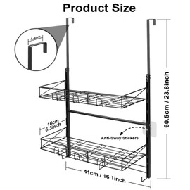 Over the Door Hat Organizer, 3 Tier Wall Mounted Hat Rack with 2 Adjustable Metal Basket and 3 Hooks, Baseball Cap Organizer Storage up to 29 Caps for Door, Closet, Bedroom