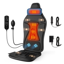 comrelax Shiatsu Neck and Back Massager with Heat, Deep Tissue Pain Relief for Neck, Shoulder and Back, Massage Pillow with Cover, Adjustable Straps & Portable Handle(No Battery)