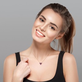 GAVU Women's Heart Necklace with Rhinestones Diamond Heart Pendant in Silver, 14K Gold and Rose Gold Available, Stone, Rhinestones