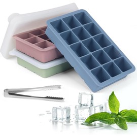 3 Piezas Bandejas Para Cubitos de Hielo,Cubitos Cuadrados de 3 * 15,Moldes de Cubitos Reutilizables,Molde De Hielo Presionado Para Liberar Todos Los Cubitos De Hielo