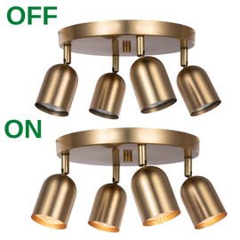 CRAFTRONOS 4 Light Track Lighting Kit Canopy,Matt Brass Finish with Modern Adjustable Ceiling Spotlight for Kitchen,Bedroom,Living Room,Home Improvement