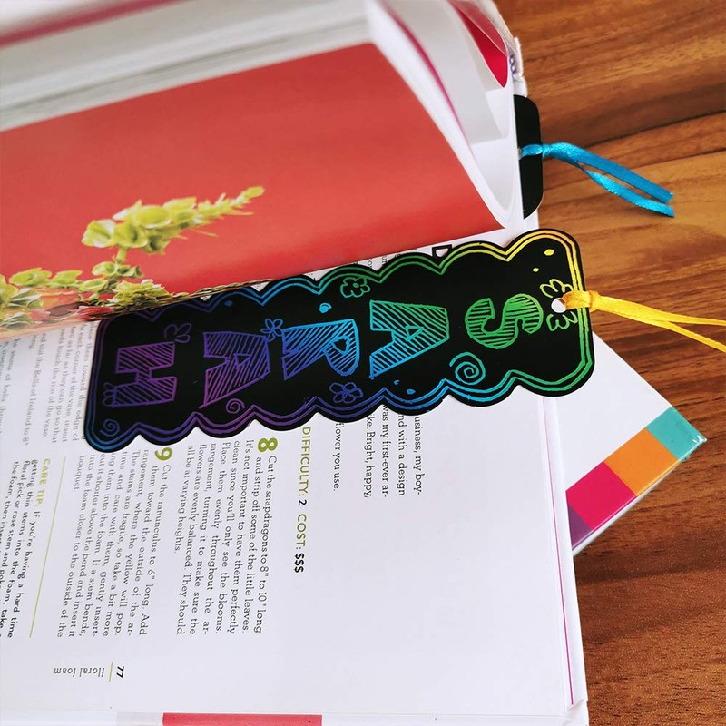 Supla 36 Sets 4 Style Magic Scratch Rainbow Bookmarks Making