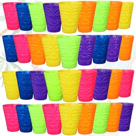 36 Pack Tiki Plastic Cups Bulk, 10oz