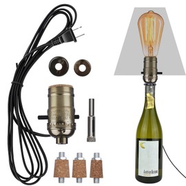Bottle Lamp Kit with 9mm Glass Drill bit DIY Lamp Kit for Liquor Bottles with Slip on Socket and 8 Feet Power Cord,No Drilling Required